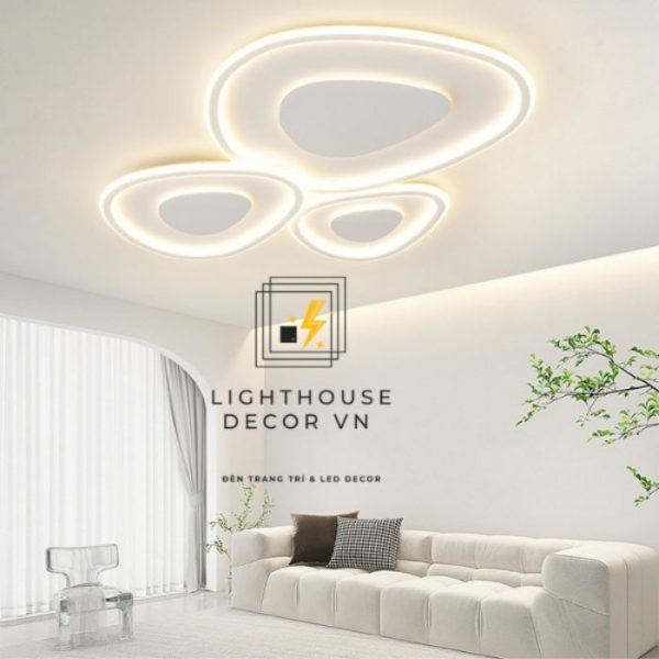 Đèn ốp trần LED phòng khách hiện đại hình đá cuội WOPT8278
