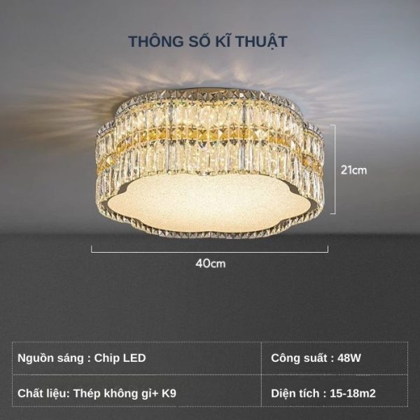 Đèn ốp trần LED pha lê phòng khách hiện đại đơn giản bảo vệ mắt WOPT5384
